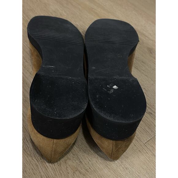 Salvatore Ferragamo Suede Logo Wedge Shoes Womens 9 Reg Width Tan Brown - Picture 5 of 6